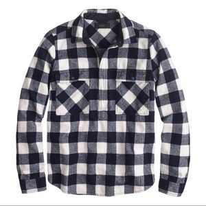 JCrew buffalo check shirt jacket in navy, sz M